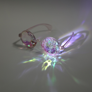 Retro Round Kaleidoscope Glasses Goggles Crystal Glass Lens Festival Party Accessories