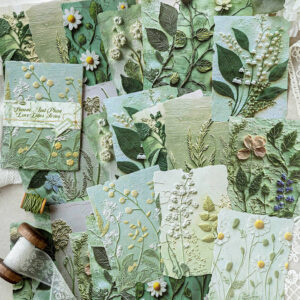 2D Flat & Embossed Decorative Paper, 23-Pcs/bag (20-Pcs Flat Paper + 3-Pcs Embossed Paper) Flower Plant Series Retro Material Paper for Junk Journal Scrapbook Collage DIY Notebook Decorative Paper