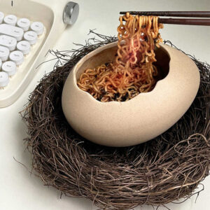 Bird S Nest Dessert Bowl 3.54 Inch Egg-Shaped Ceramic Ramen Noodle Bowl Microwave Safe Small Serving for Soup Ice Cream Snacks