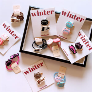 Cute Cat Barrettes funny kitten cartoon pet portrait animal slides Clips Hair Accessories