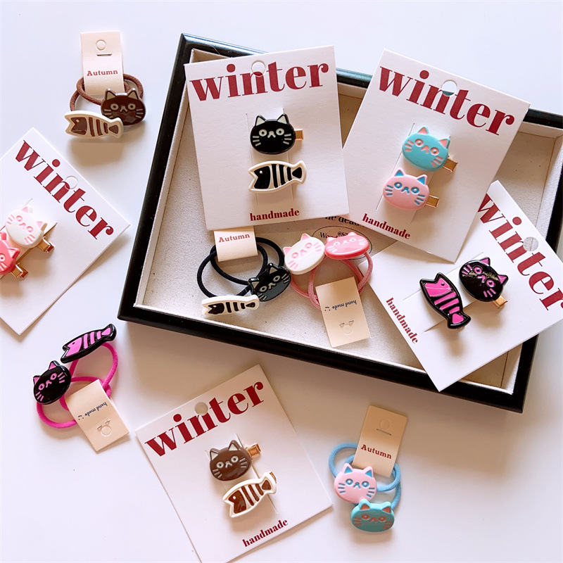Cute Cat Barrettes funny kitten cartoon pet portrait animal slides Clips Hair Accessories