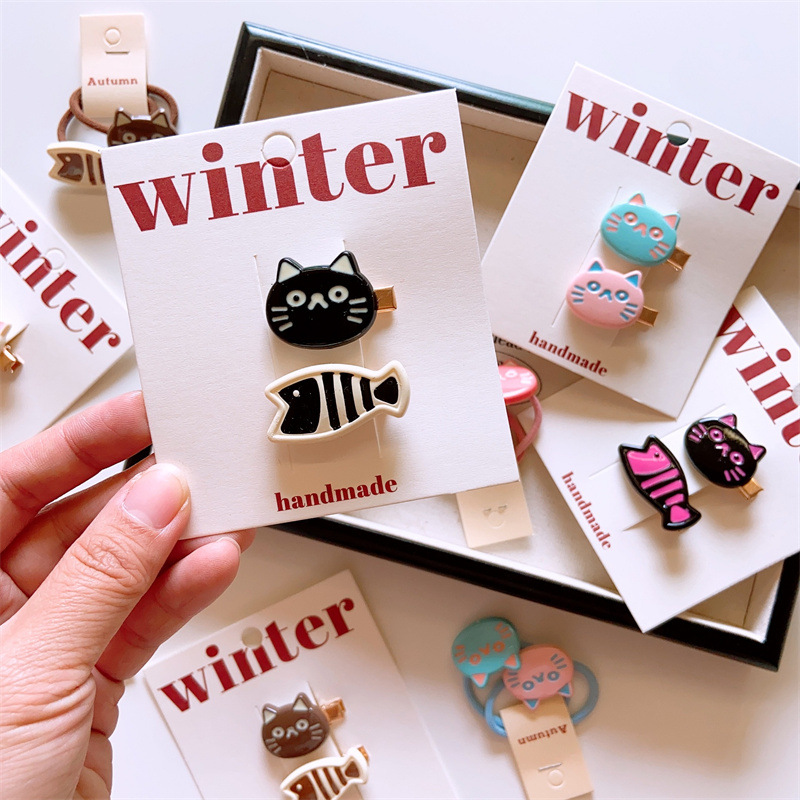 Cute Cat Barrettes funny kitten cartoon pet portrait animal slides Clips Hair Accessories - Image 2