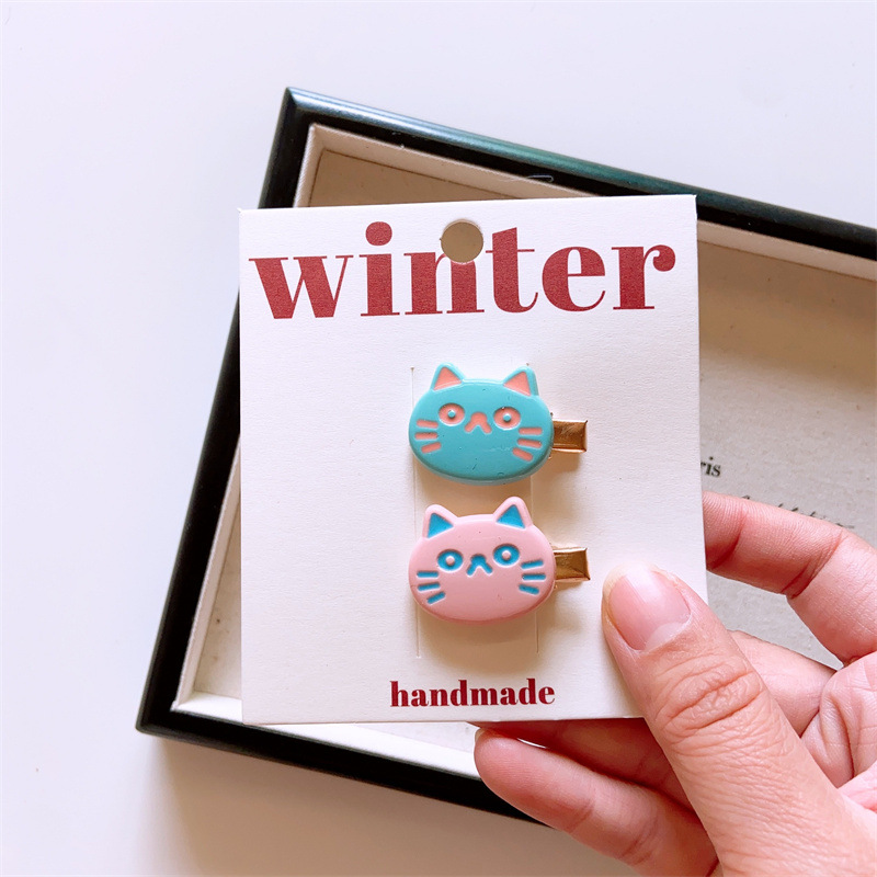 Cute Cat Barrettes funny kitten cartoon pet portrait animal slides Clips Hair Accessories - Image 3
