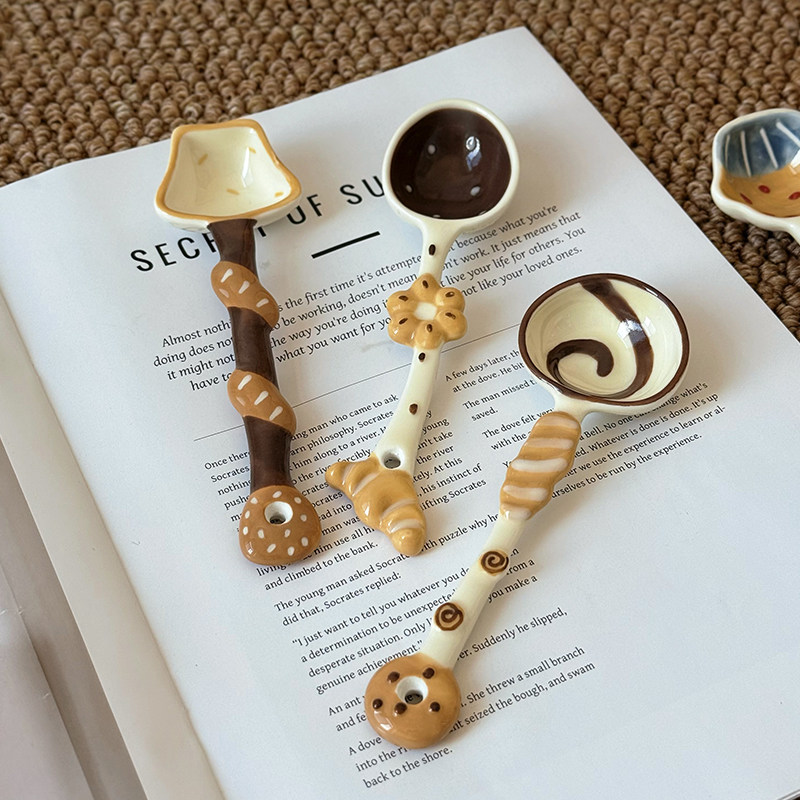 6 pcs Cute Ceramic Spoon – Dessert & Coffee Spoon for Cozy Kitchen - Image 4