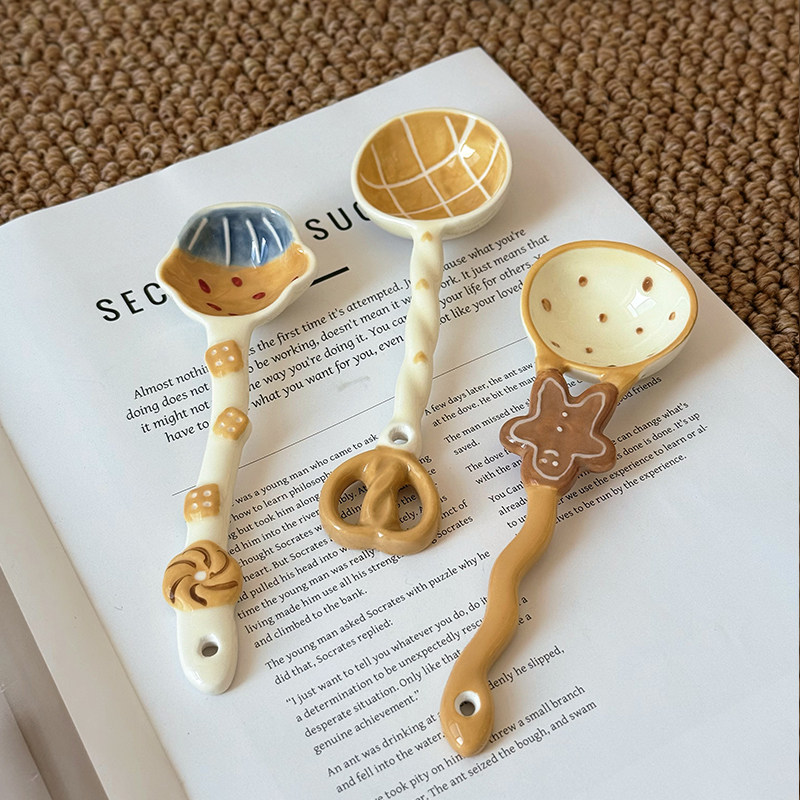 6 pcs Cute Ceramic Spoon – Dessert & Coffee Spoon for Cozy Kitchen - Image 3