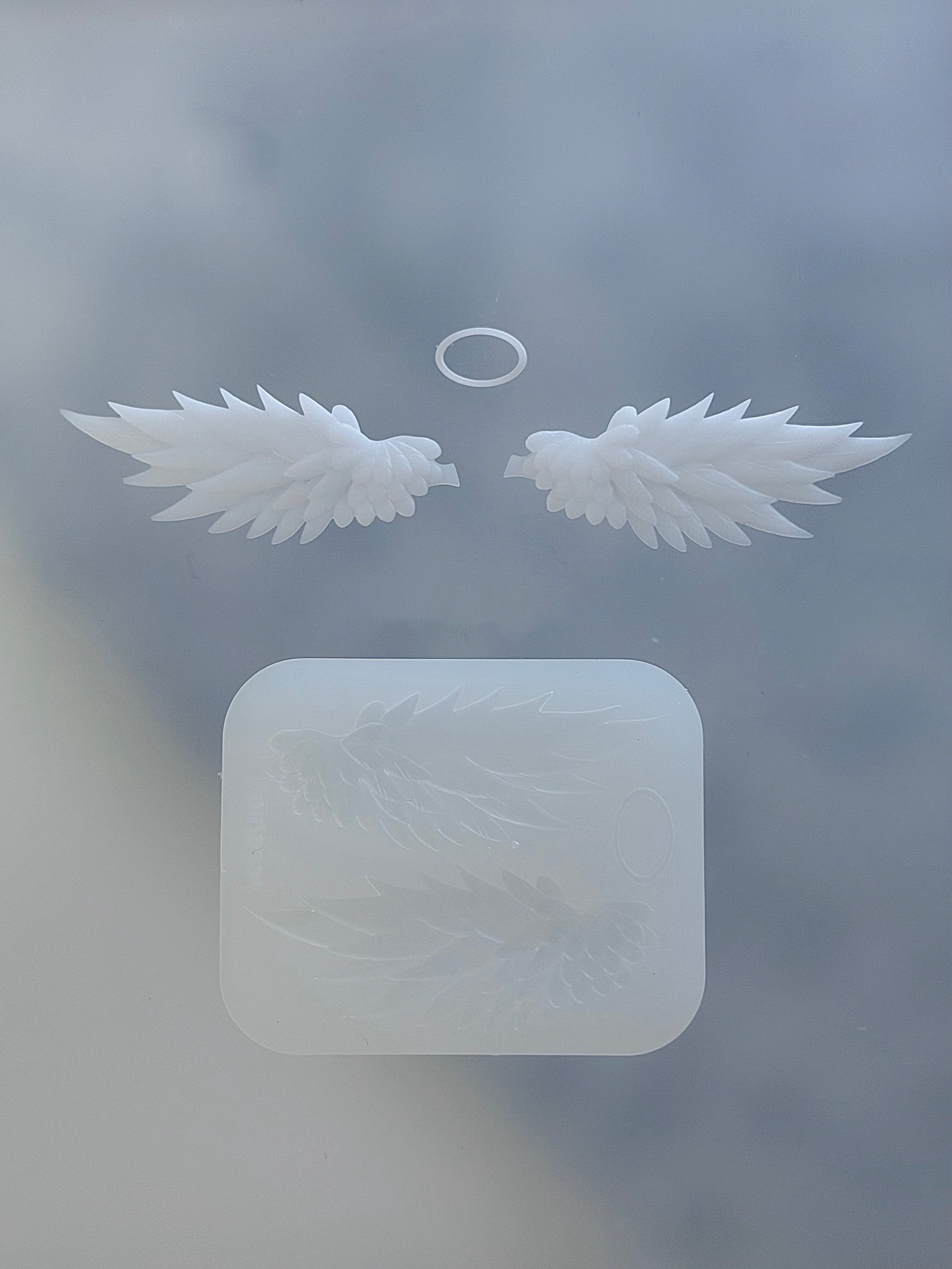 Fallen Angel rose cross resin mold with angel wings