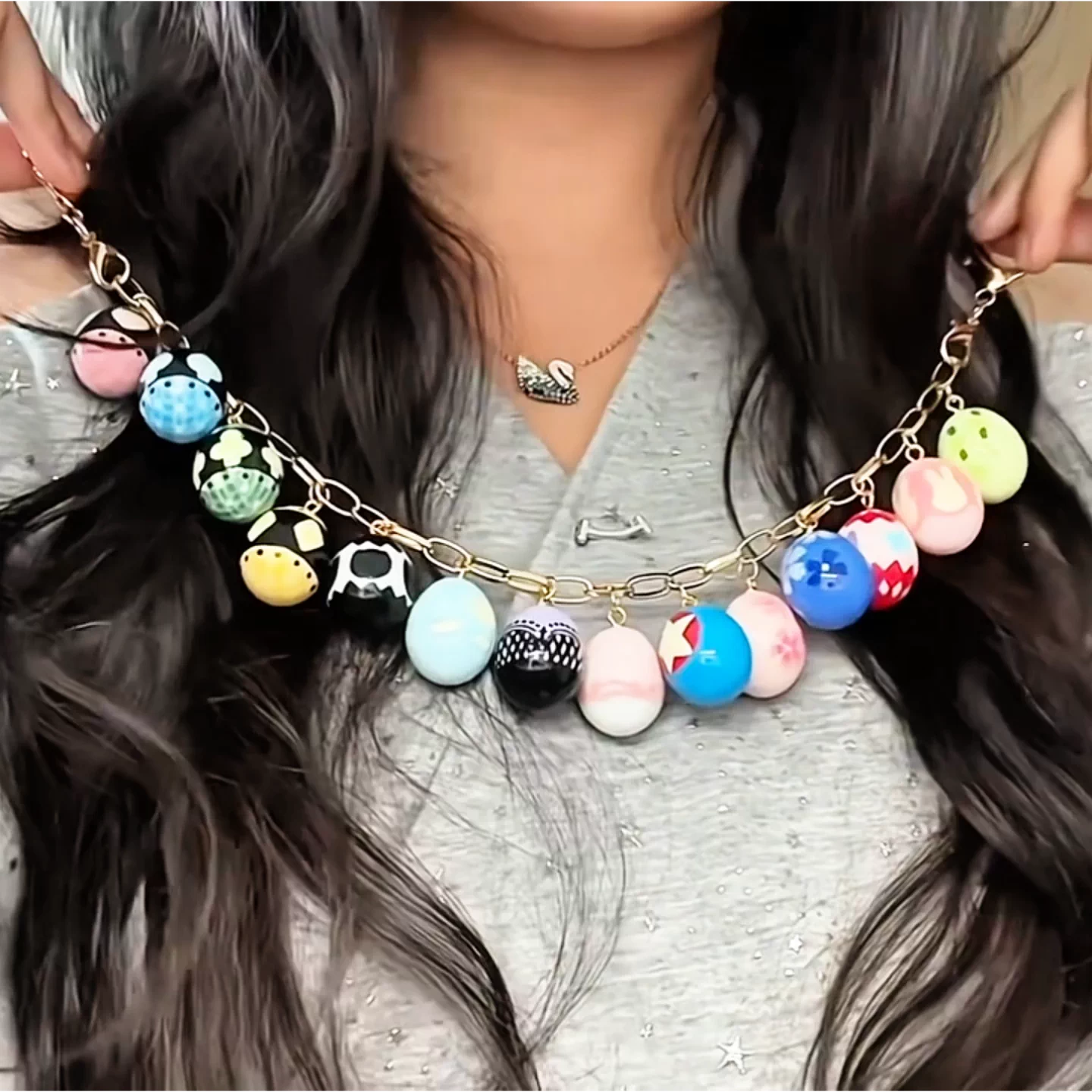 Colorful Easter Egg Charm Necklace for Women – Playful Statement Jewelry