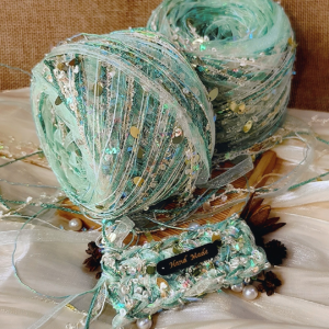 Green textured art yarn ball